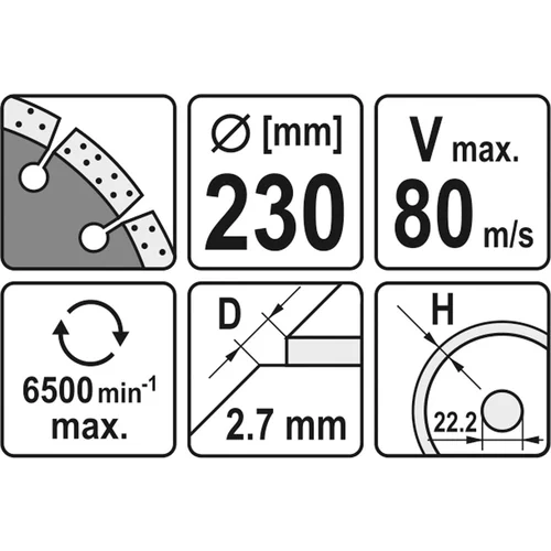 Diamantový kotúč 230 x 22,2 x 2,7 mm /YATO/ - obr. 1