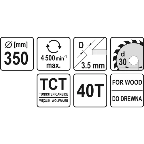 YATO Kotúč na drevo 350 x 30 mm 40z (YATO náradie) - obr. 1