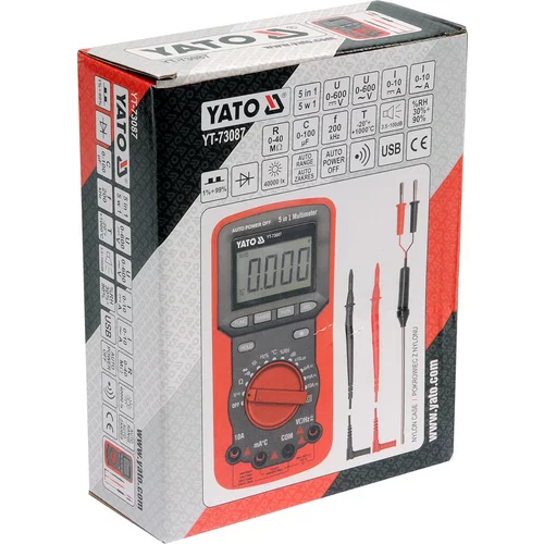 YATO Multimeter digitálny 5v1, 162 x 83 x 47 mm (YATO náradie) - obr. 1