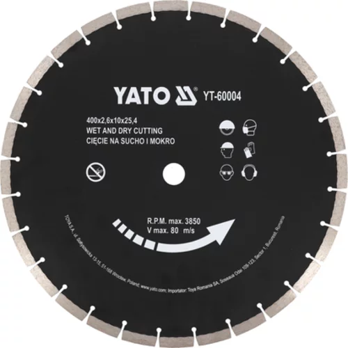 DIAMANTOVÝ KOTOÚČ NA BETÓN 400X25,4MM, SUCHÉ A MOKRÉ REZANIE