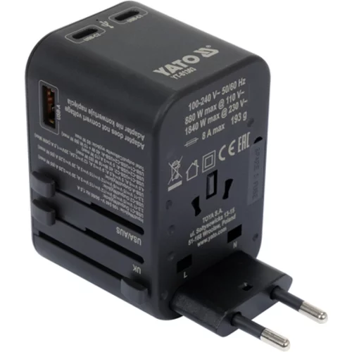CESTOVNÝ ADAPTÉR PRE VYŠE 150 KRAJÍN USB-C PD 65W /YATO/ - obr. 11