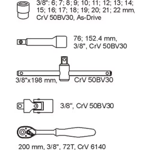 YATO Vložka do zásuvky - kľúče nástrčné 22ks 6-22mm gola (YATO náradie) - obr. 1