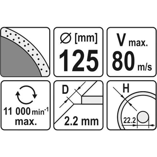 Diamantový kotúč 125 x 22,2 x 2,2 mm hladký /YATO/ - obr. 1
