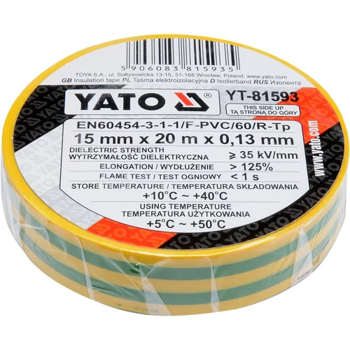 Páska izolační 15mm x 20m x 0,13mm žlto-zelená /YATO/ - obr. 1