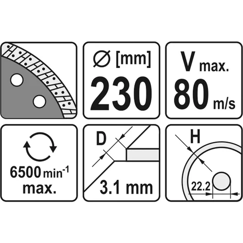 Diamantový kotúč 230 x 22,2 x 3,1 mm turbo /YATO/ - obr. 1