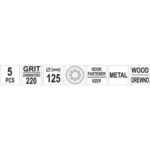 YATO Brúsny kotúč s otvormi P220x125mm 5ks (YATO náradie) - obr. 1