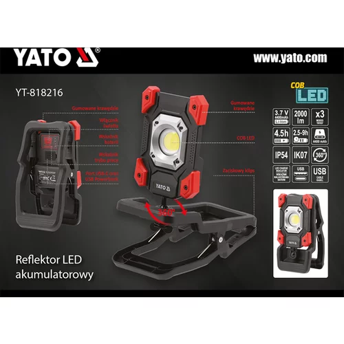 PRENOSNÝ SVETLOMET 20W 2000LM S SVORKOM /YATO/ - obr. 1