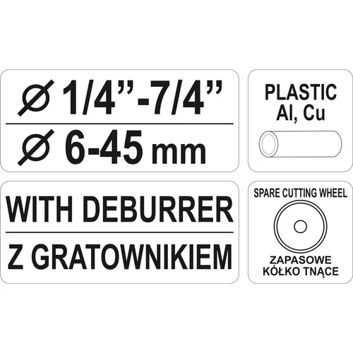 YATO Rezač trubiek 6 - 45 mm PVC, Al, Cu (YATO náradie) - obr. 3