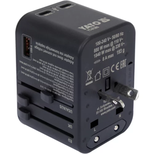 CESTOVNÝ ADAPTÉR PRE VYŠE 150 KRAJÍN USB-C PD 65W /YATO/ - obr. 10