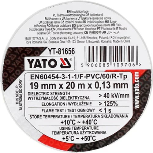 ELEKTRICKÁ IZOLAČNÁ PÁSKA 19MMX20MX0,13MM BIELA /YATO/ - obr. 2