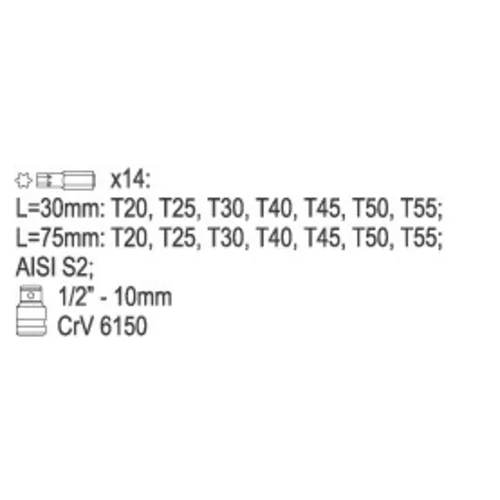 YATO Sada bitov 15 ks TORX box (YATO náradie) - obr. 1