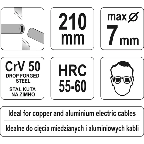 Kliešte 210mm štípacie na káble/bočné /YATO/ - obr. 2