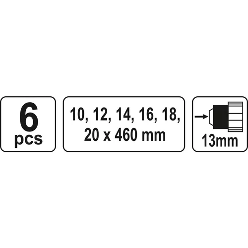 YATO Sada 6ks hadovitých vrtákov do dreva 10.12.14.16.18.20 dĺžka 460mm (YATO náradie) - obr. 2