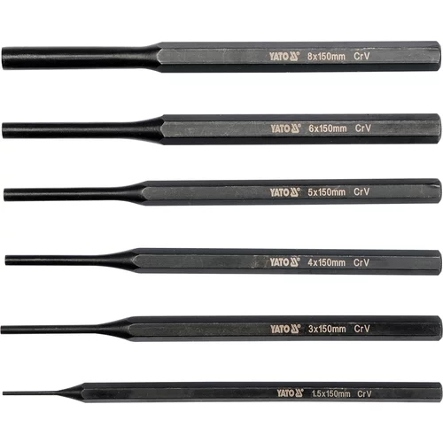 YATO Sada priebojníkov 6ks,pr. 1,5, 3, 4, 5, 6, 8mm, 150mm