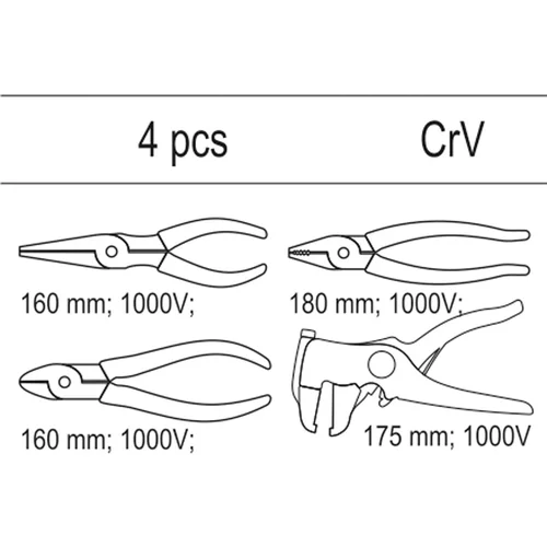 YATO Vložka do zásuvky - sada klieští elektrikárskych 1000V, 4ks (YATO náradie) - obr. 1