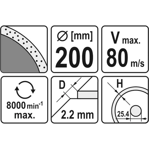 Diamantový kotúč 200 x 25,4 x 2,2 mm hladký /YATO/ - obr. 1