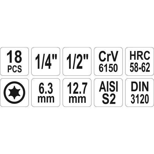 Bity sada 18 ks TORX T10-T60mm /YATO/ - obr. 2