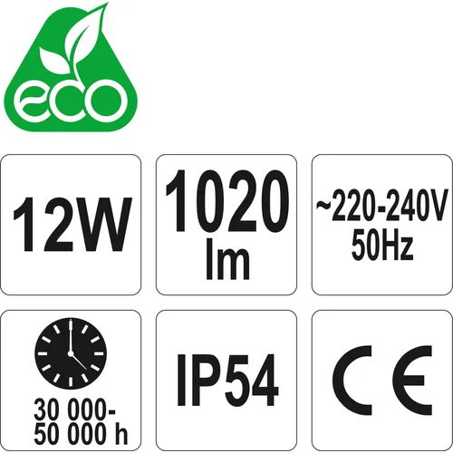 YATO Pracovná lampa 12LED, 12W, 1020lm, IP54 (YATO náradie) - obr. 2