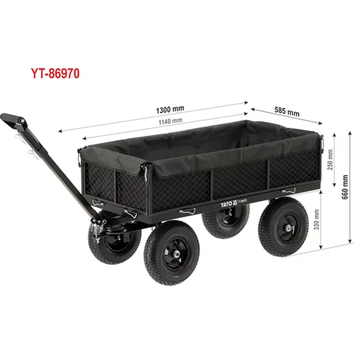 XL ZÁHRADNÝ VOZÍK 450KG S KRYTOM /YATO/ - obr. 15