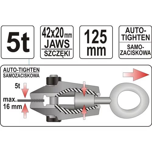 Karosárska samosvorná svorka na ťahanie 5t 125mm /YATO/ - obr. 1