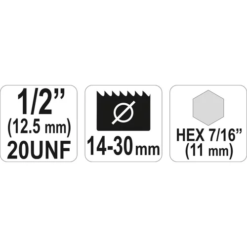 YATO Šróbový unášač na vŕtanie korunky 14 - 30 mm HEX 11 mm 1/2
