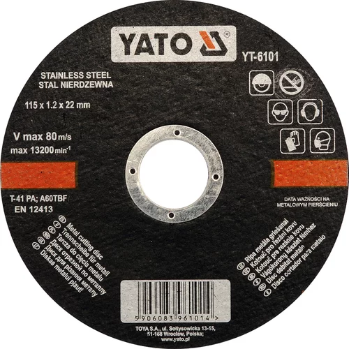 YATO Kotúč na kov 115 x 22 x 1,2 mm INOX