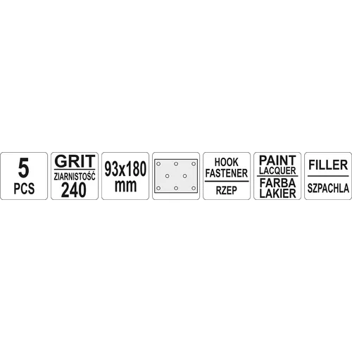YATO Brúsny plát s otvormi P240 93x180mm 5ks (YATO náradie) - obr. 1