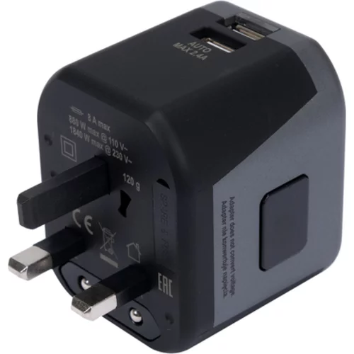 UNIVERZÁLNY CESTOVNÝ ADAPTÉR PRE VYŠE 150 KRAJÍN S 2 X USB NABÍJAČKOU 5V/2,4A /YATO/ - obr. 3