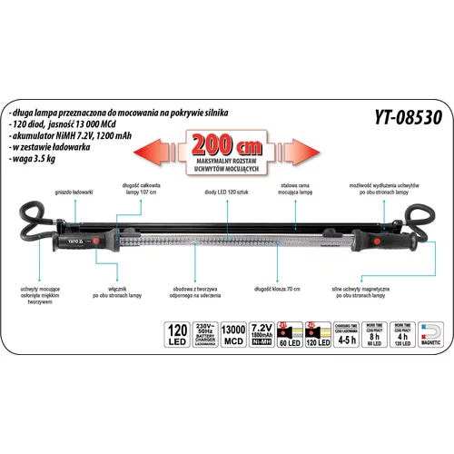 YATO Montážna lampa LED 120 (YATO náradie) - obr. 3