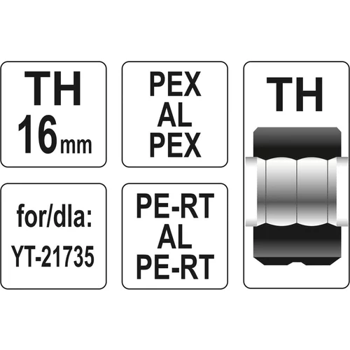 YATO Náhradné čeľuste k lisovacím kliešťom YT-21735 typ TH 16 mm (YATO náradie) - obr. 2