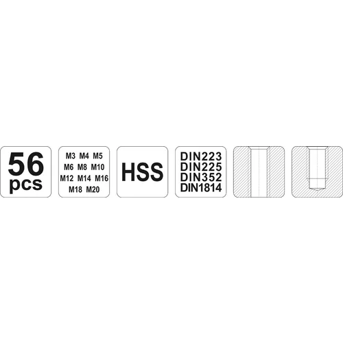 YATO Súprava závitníkov 56ks, M3, M4, M5, M6, M8, M10, M12 (YATO náradie) - obr. 4