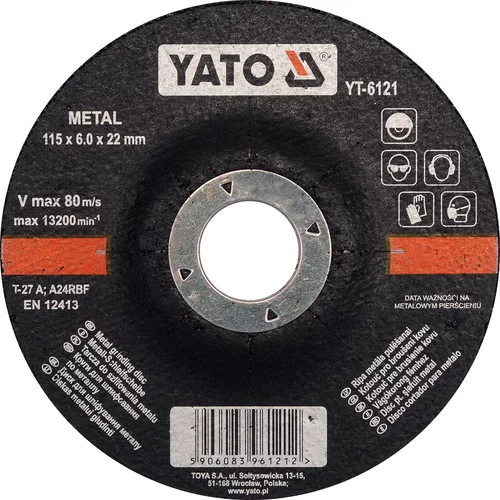 YATO Kotúč na kov 115 x 22 x 6,0 mm vypuklý brúsny