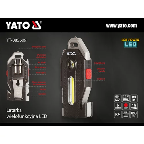 6-IN-1 MULTIFUNKČNÁ BATERKA 400LM /YATO/ - obr. 1