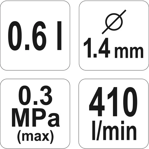 YATO Pištoľ na lakovanie s nádržou 0,6l 1.4mm (YATO náradie) - obr. 3