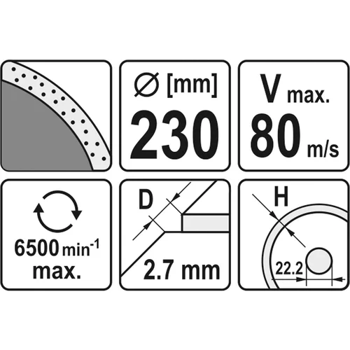 Diamantový kotúč 230 x 22,2 x 2,7 mm hladký /YATO/ - obr. 1