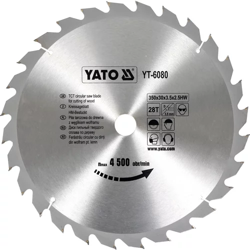 YATO Kotúč na drevo 350 x 30 mm 28z