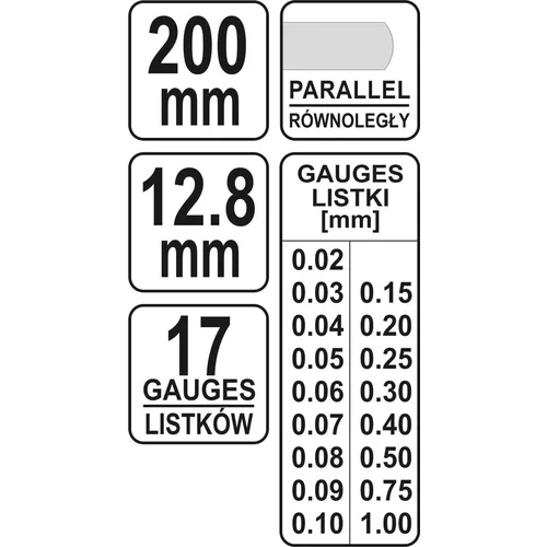 Škáromer 200 mm, 17 ks, 0,02-1 mm /YATO/ - obr. 2