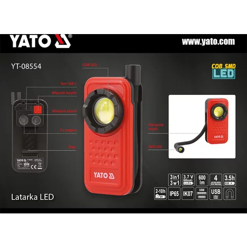 600LM 3-IN-1 PRACOVNÁ LAMPA /YATO/ - obr. 1