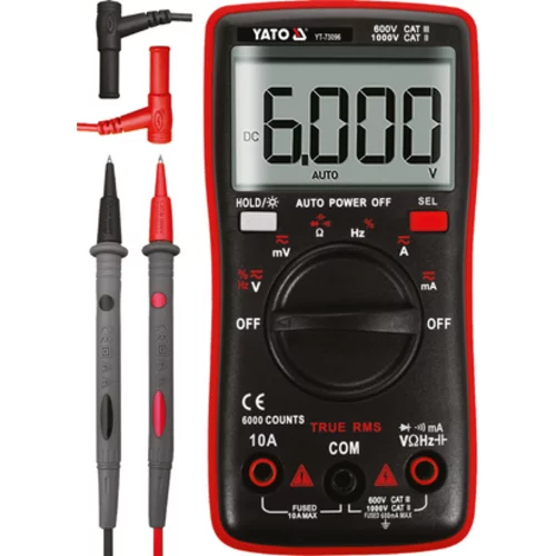 DIGITÁLNY MERAČ TRUE RMS S AUTOMATICKÝM ROZSAHOM LCD 6000 /YATO/ - obr. 3