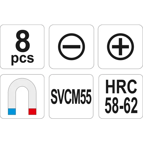 Sada šróbovákov 8 ks magnetické /YATO/ - obr. 2