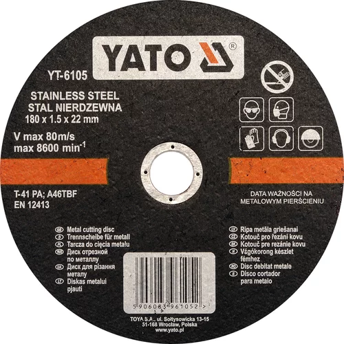 YATO Kotúč na kov 180 x 22 x 1,5 mm INOX