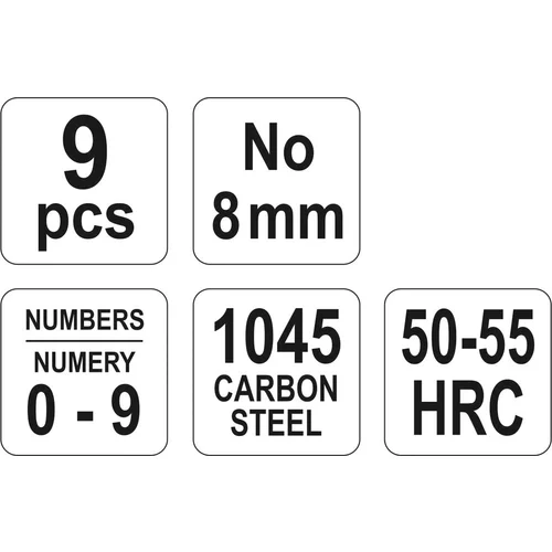 YATO Číselné razítka 8 mm 9 ks (YATO náradie) - obr. 2