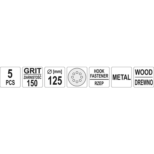 YATO Brúsny kotúč s otvormi P150x125mm 5ks (YATO náradie) - obr. 1