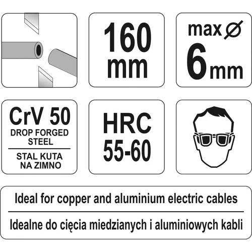Kliešte 160mm štípacie na káble/bočné /YATO/ - obr. 2