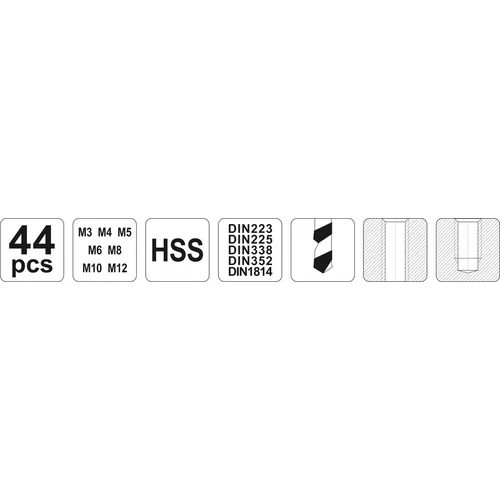YATO Súprava závitníkov 44ks, M3, M4, M5, M6, M8, M10, M12 (YATO náradie) - obr. 4