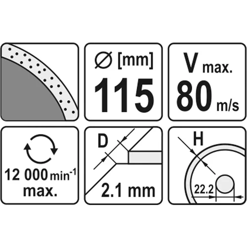 Diamantový kotúč 115 x 22,2 x 2,1 mm hladký /YATO/ - obr. 1