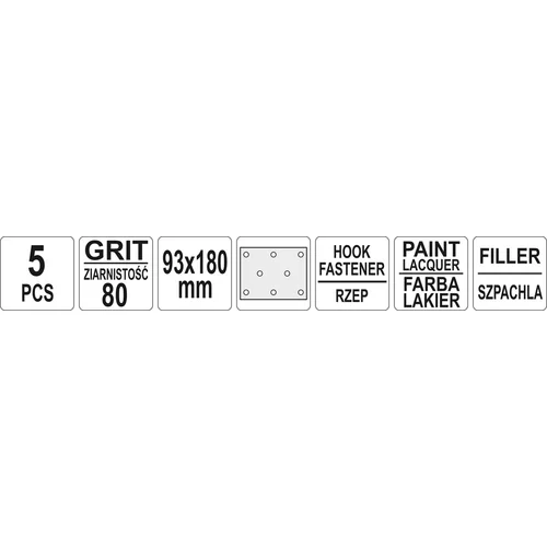 YATO Brúsny plát s otvormi P80 93x180mm 5ks (YATO náradie) - obr. 1