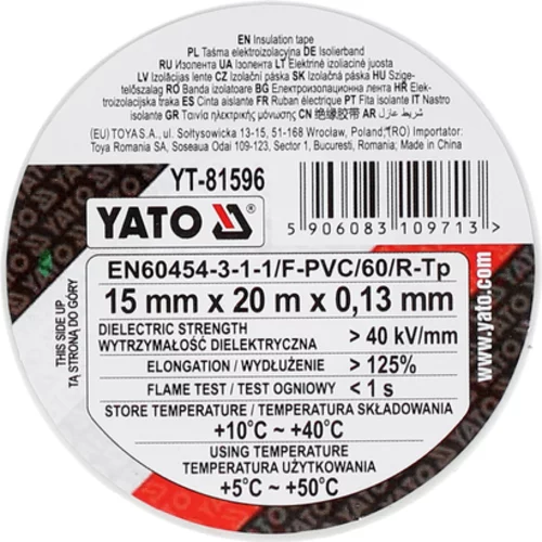 ELEKTRICKÁ IZOLAČNÁ PÁSKA 15MMX20MX0,13MM BIELA /YATO/ - obr. 2