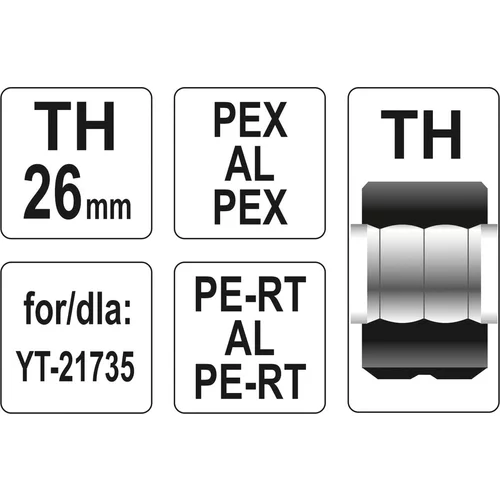 Náhradné čeľuste k lisovacím kliešťom YT-21735 typ TH 26 mm /YATO/ - obr. 2