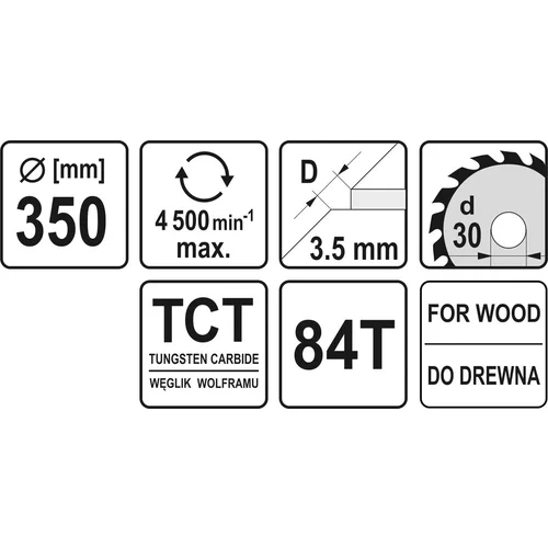 YATO Kotúč na drevo 350 x 30 mm 84z (YATO náradie) - obr. 1